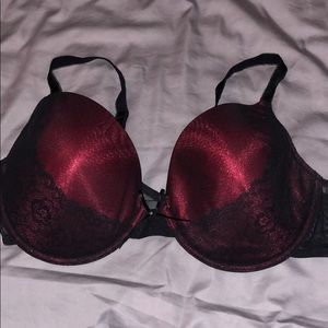 Red and black bra